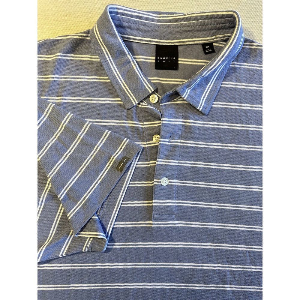 Dunning Golf Polo Shirt Mens XXL 2XL Striped Short Sleeve Stretch